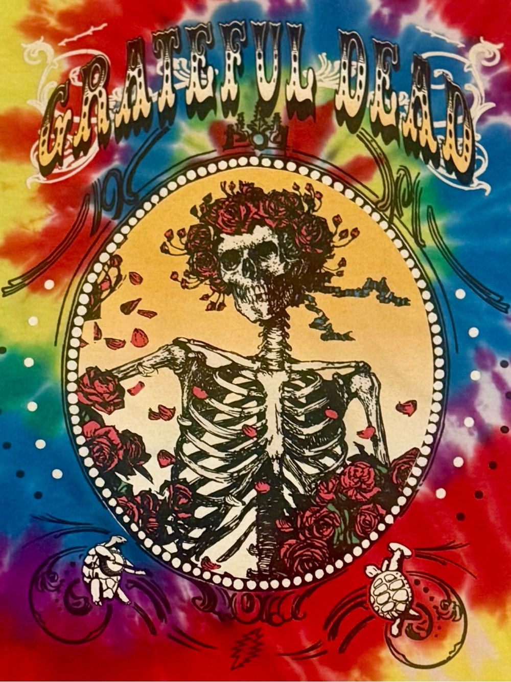Grateful Dead Bertha Skull Roses Rainbow Tie Dye T Shirt Small Ripple Junction